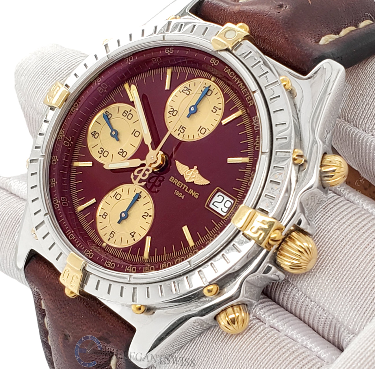 Breitling Chronomat Rare Vintage 39mm Burgundy Dial Watch