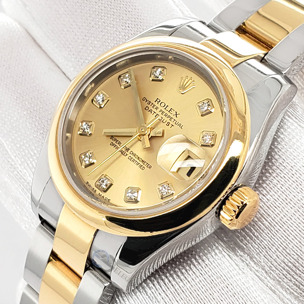 Rolex Datejust 26mm Factory Champagne Diamond Dial Yellow 