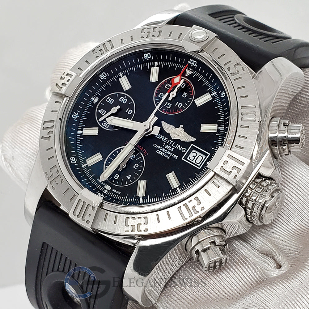 Breitling Avenger II Chronograph 43mm Black Dial Stainless Steel Watch