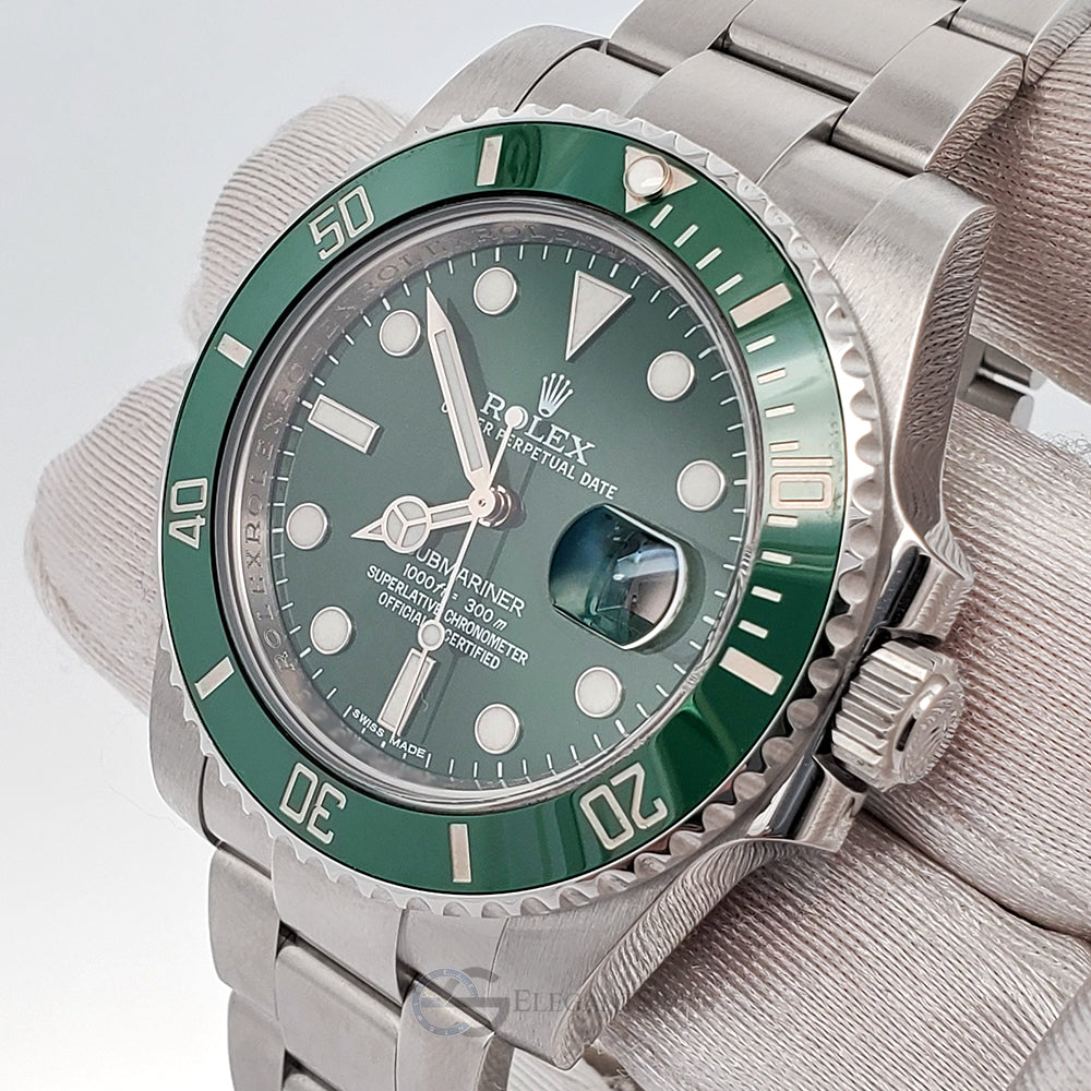 Rolex Steel Submariner Date Watch - The Hulk - Green Dial - 116610LV
