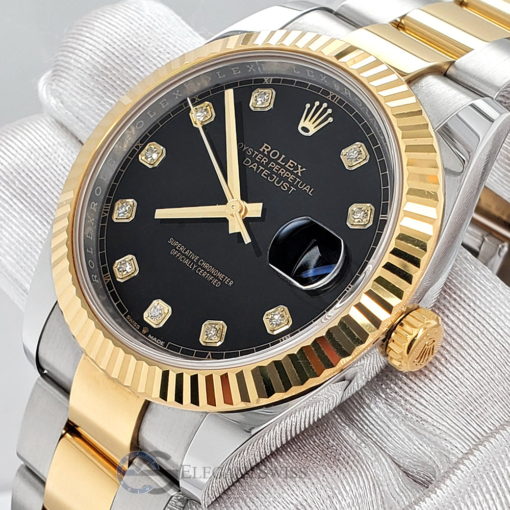Rolex Datejust 36mm Stainless Steel and Yellow Gold 126233 Black Diamond Oyster