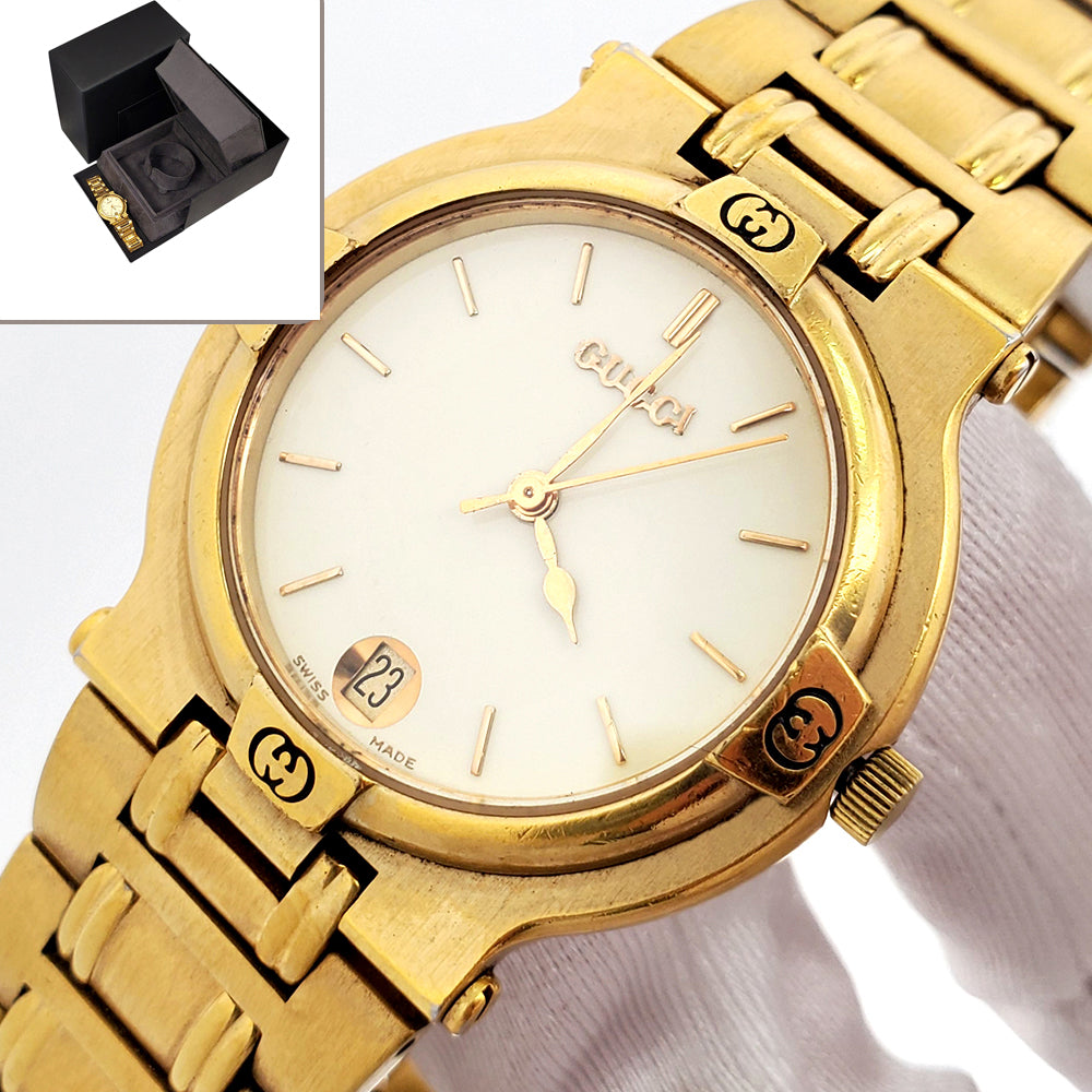 GUCCI 9200M Gold-tone Quartz Cream Dial 32mm Steel Watch