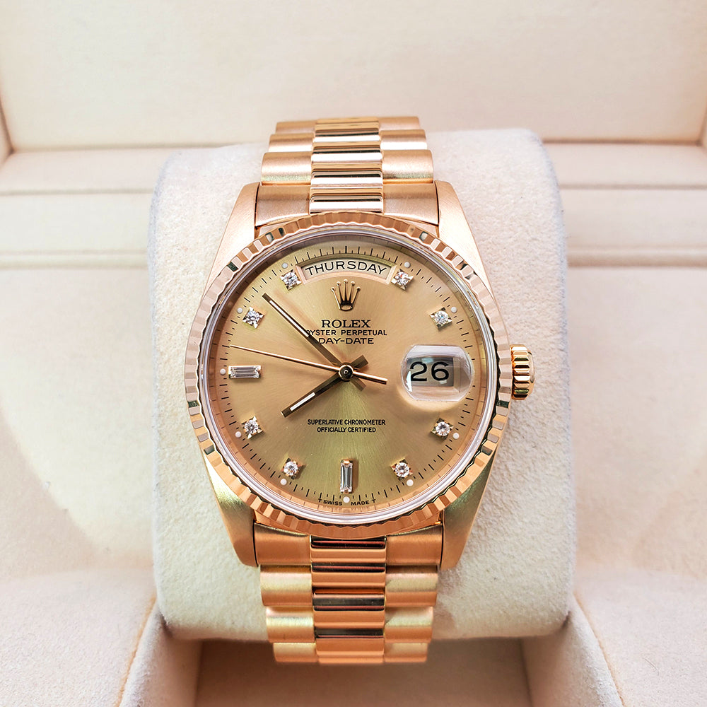 Rolex President Day-Date 36mm Factory Diamond Dial Watch 18238