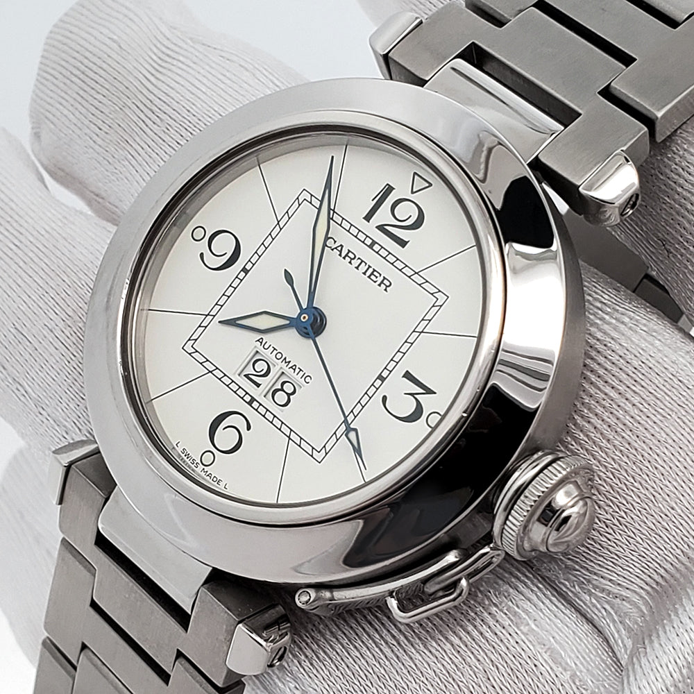 Cartier Pasha C Big Date 35mm White Dial Steel Watch W31055M7 display picture 1