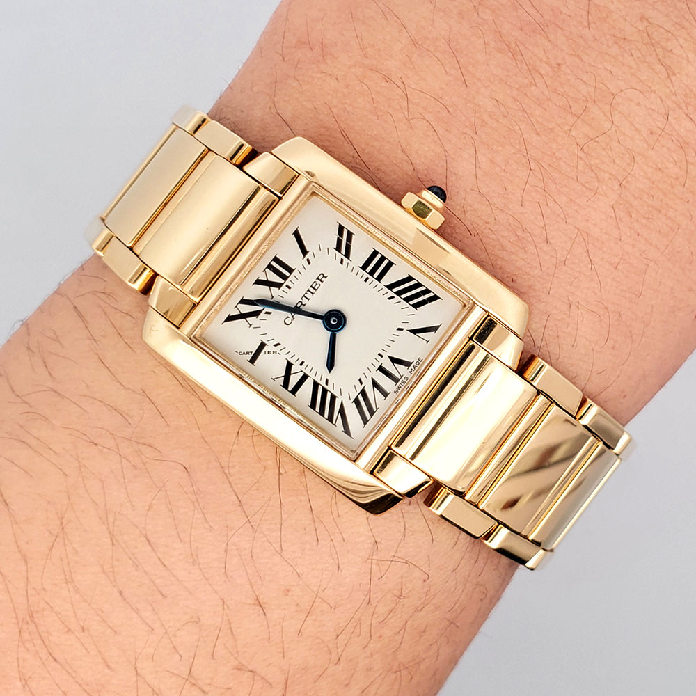 Cartier Tank Francaise Small 20mm White Roman 18K Yellow Gold Ladies W