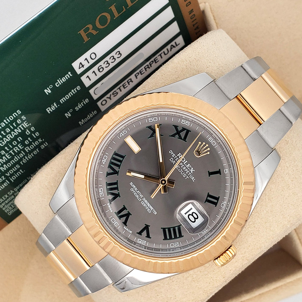 Rolex Datejust II 2-tone 41mm Grey Dial Automatic Watch 116333