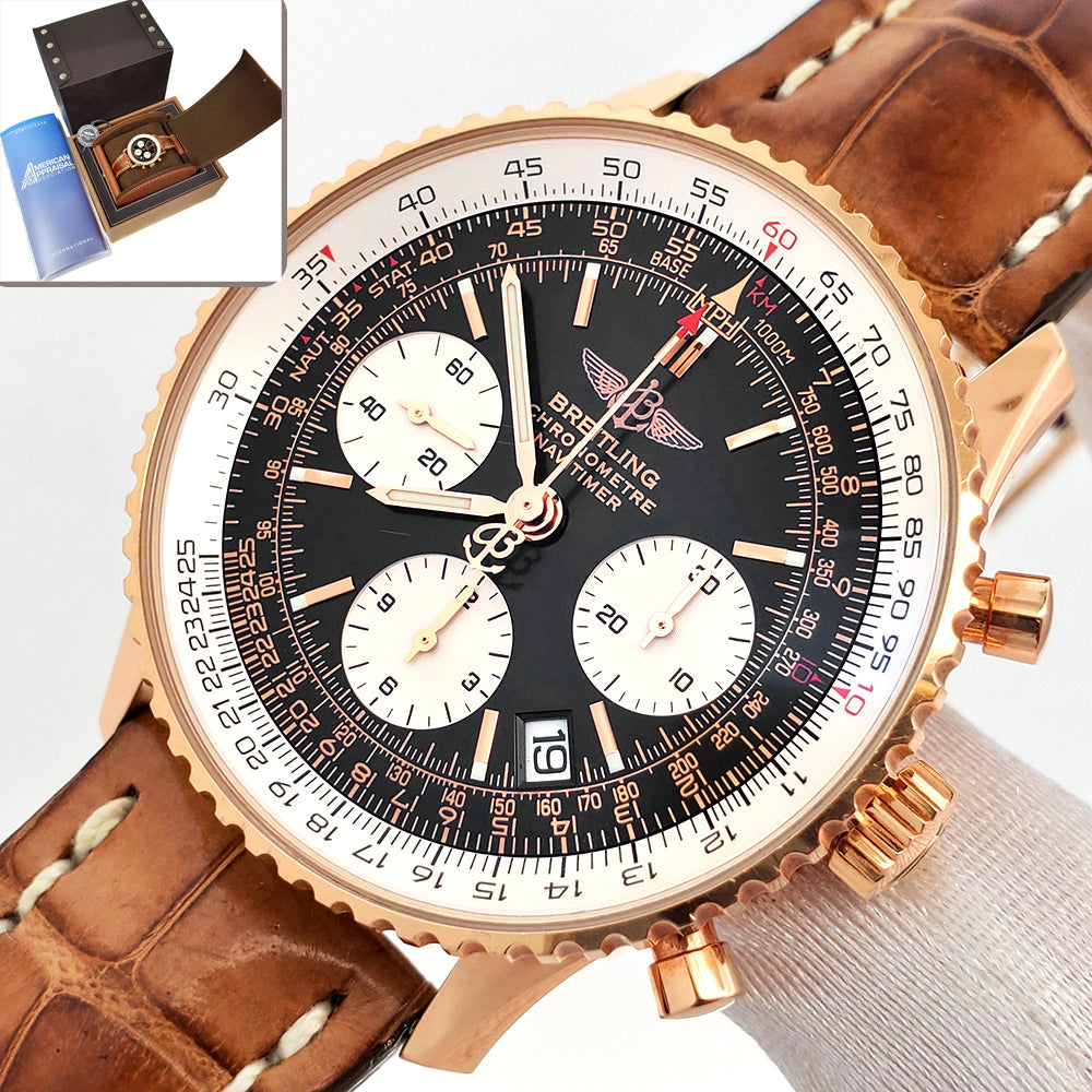 BREITLING ブラウン レザーベルト 22-20 Breitling Navitimer Limited Edition 18K Rose Gold 42mm R23322