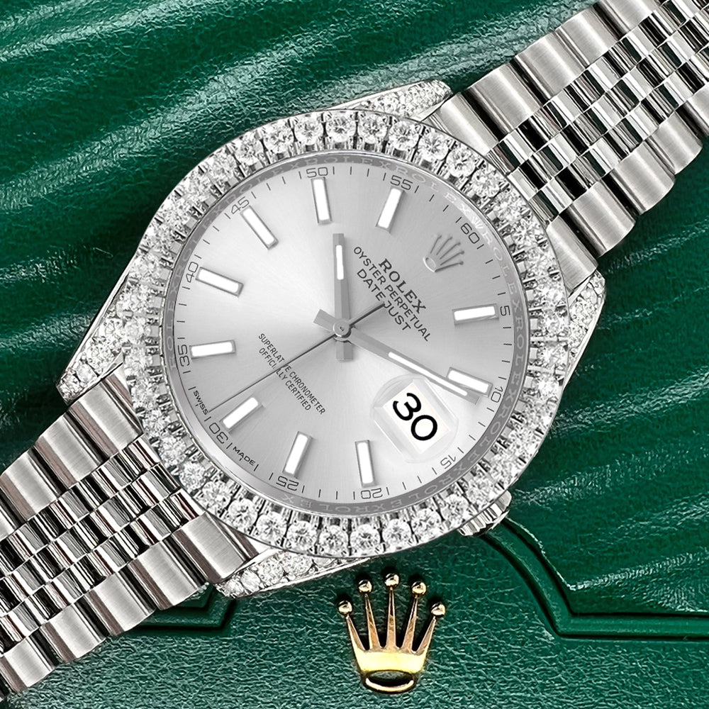 Rolex Datejust 41 Diamond Bezel/Lugs/Silver Dial Watch 126300