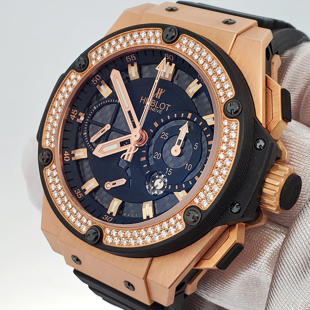 Hublot King Power 48mm Factory Diamonds Bezel Rose Gold Watch Box Pape