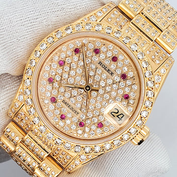 Rolex President Datejust 31mm 68278 Full Pave Diamond Dial/Bezel/Case/Bracelet Yellow Gold Watch