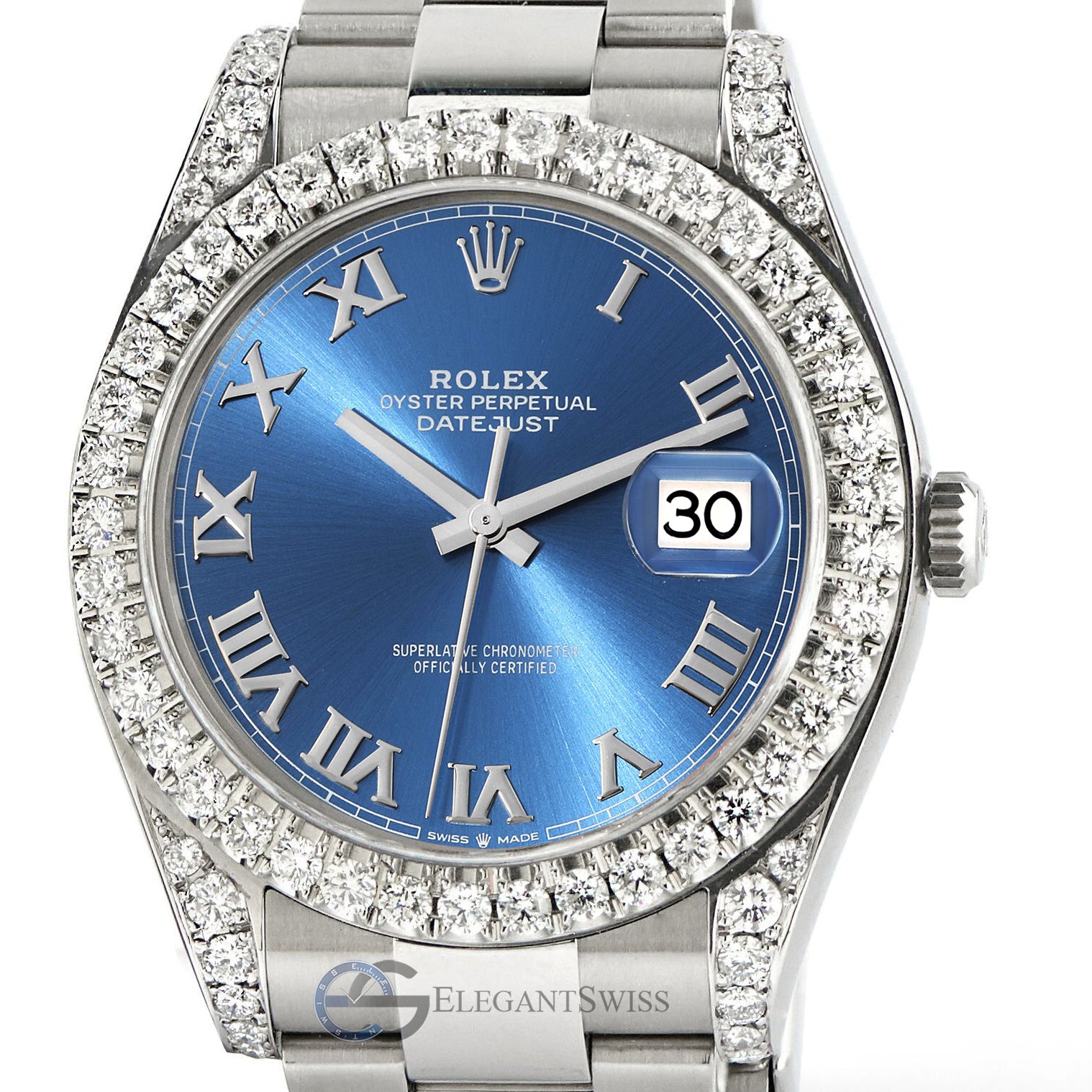 Shop Rolex Datejust 41 126300 Diamond Bezel/Lugs/Blue Watch