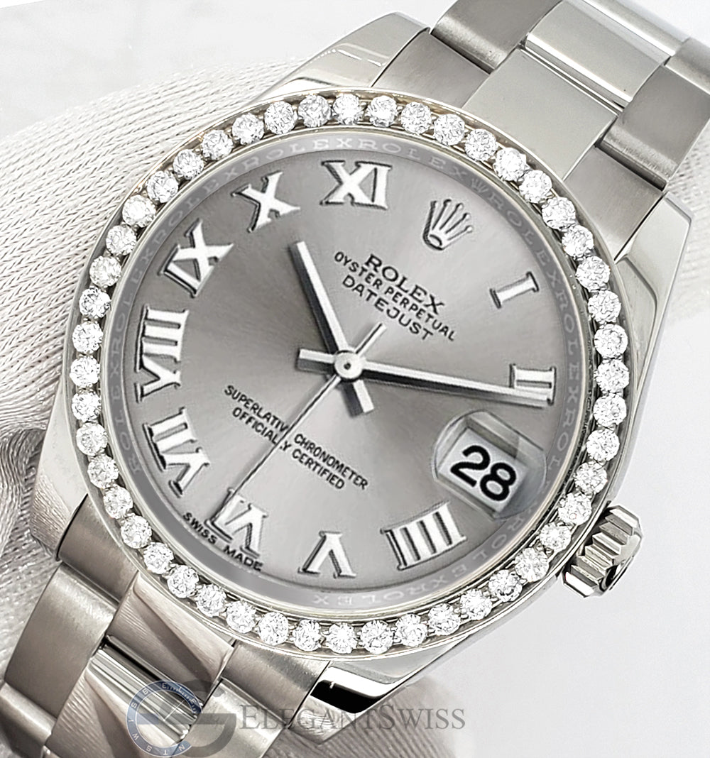 Rolex Datejust Midsize 31mm 178240 Silver Roman Dial Watch With