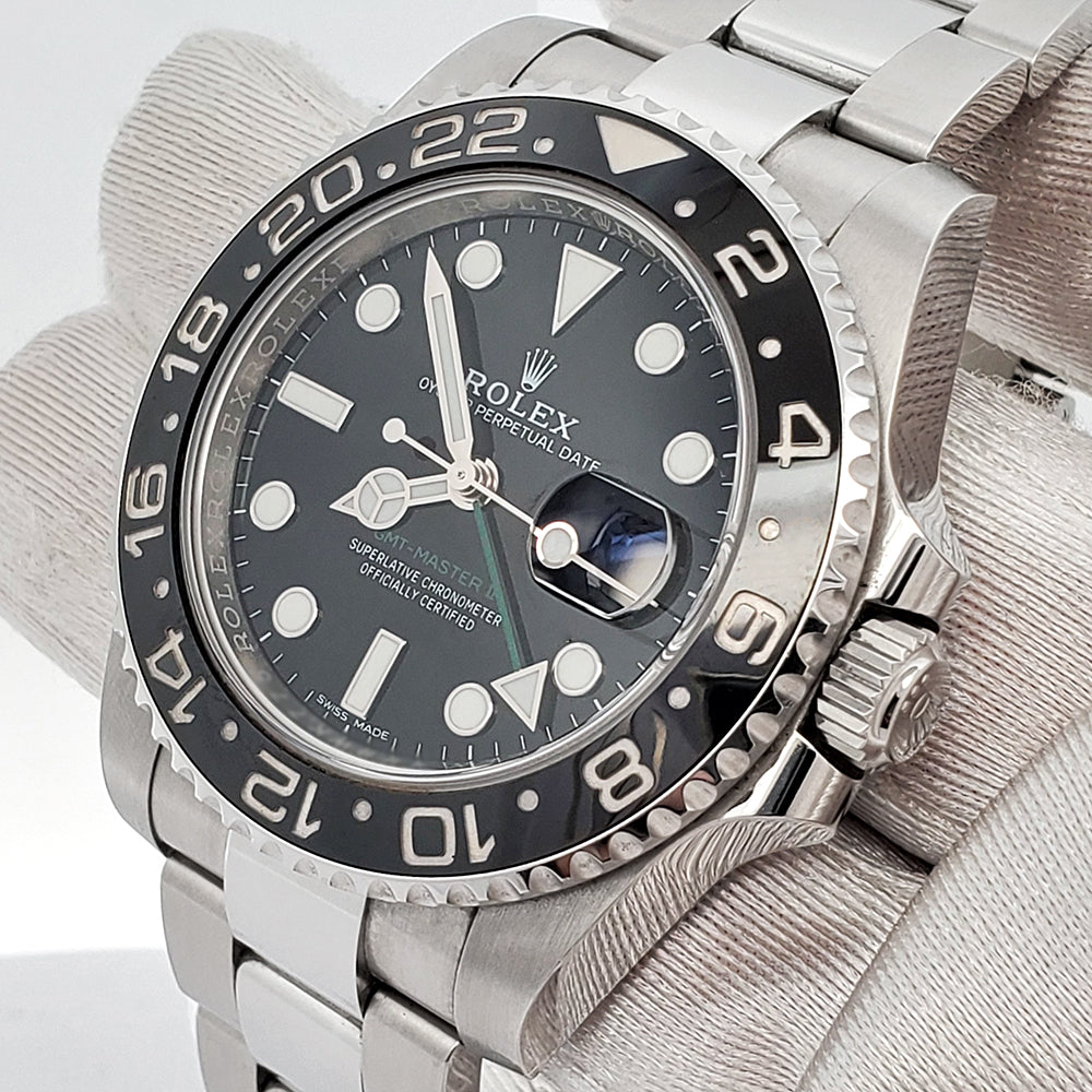 Rolex GMT-Master II 40mm Black Ceramic Bezel Steel Oyster Watch 116710