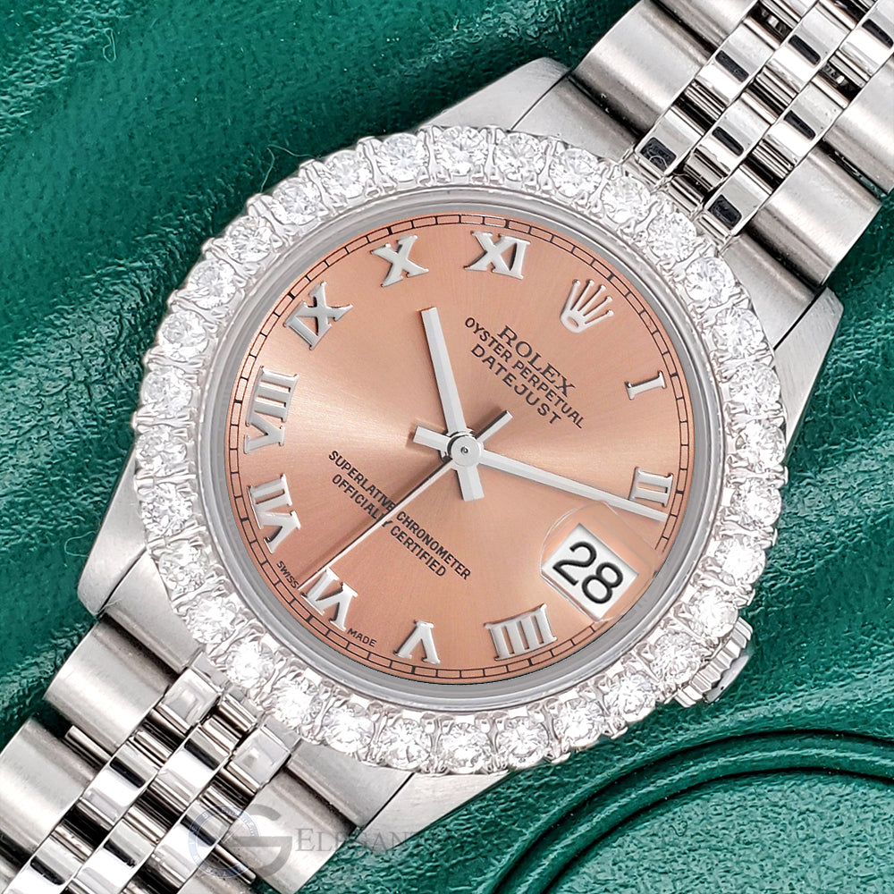 Rolex Datejust Midsize 31mm Salmon Roman Dial Diamond Bezel Jub
