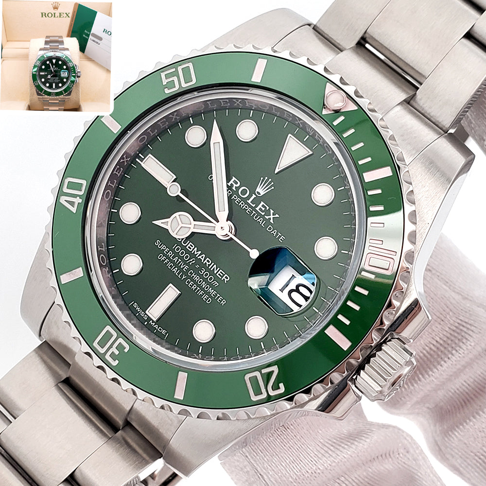 2016 Rolex Submariner Hulk 116610LV Green Dial 40mm Steel Watch