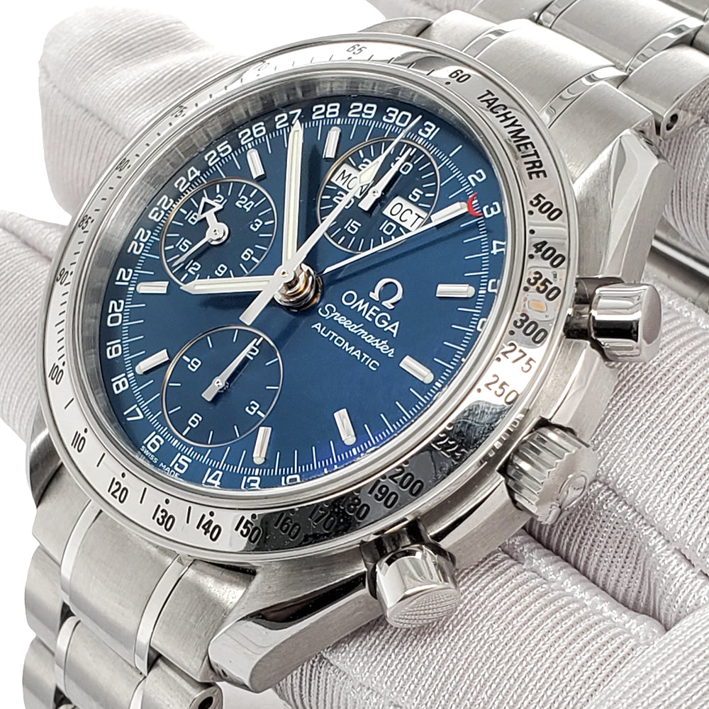 Omega Speedmaster Day Date 39mm Chronograph Blue Dial Watch