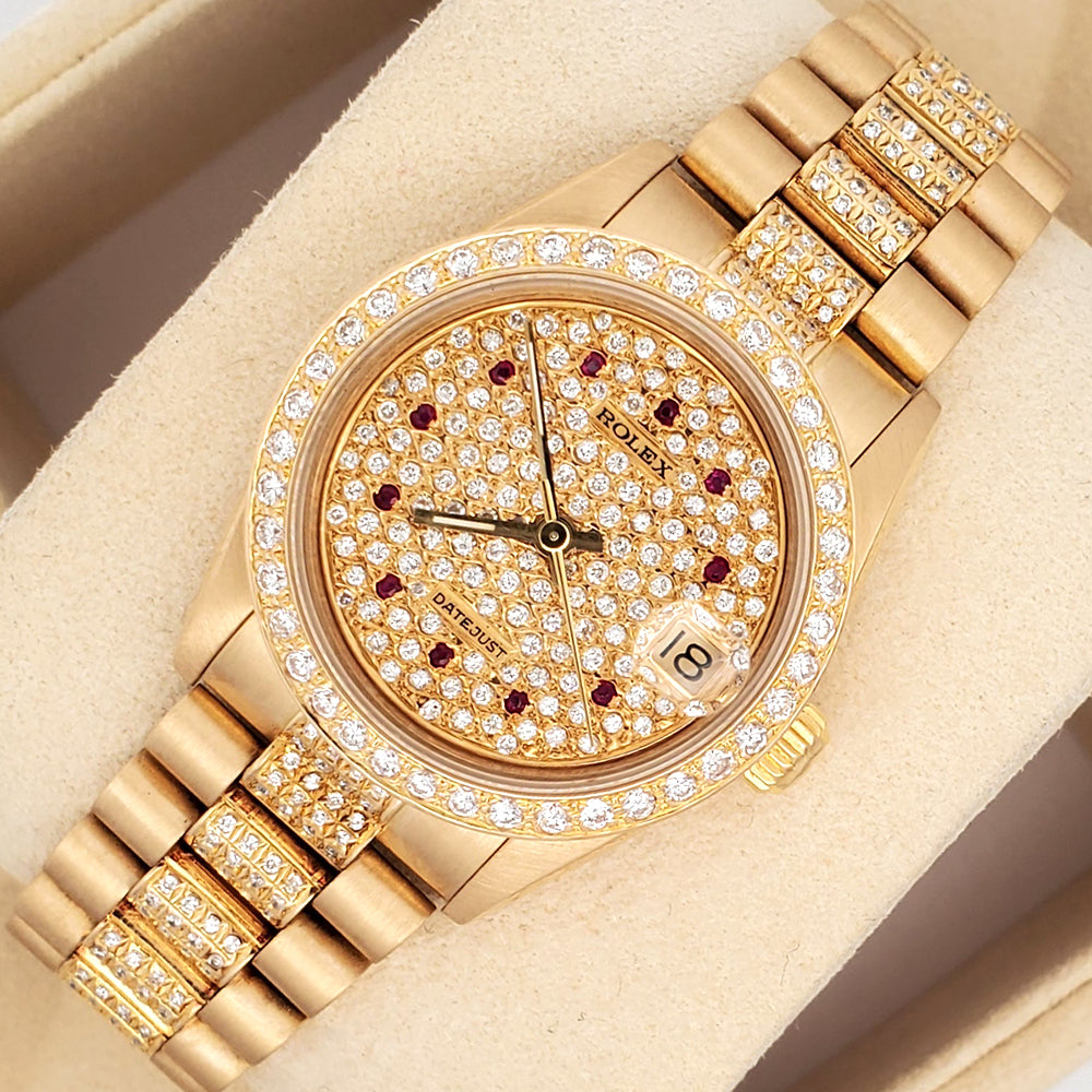 Rolex Datejust 31mm 68278 – Custom Full Pave Diamond Yellow Gold - Main Image