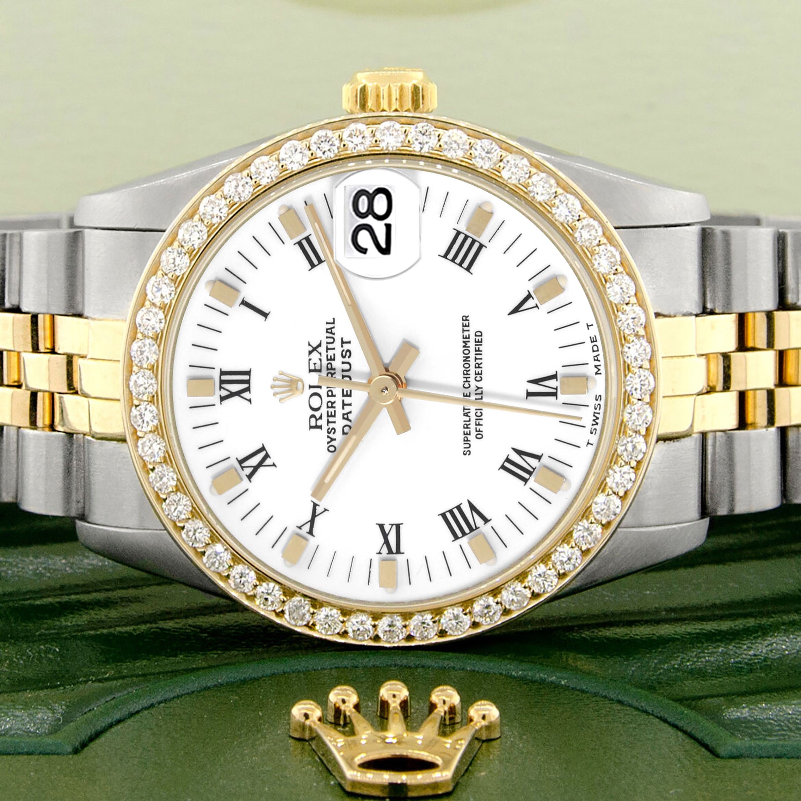 Shop Rolex Datejust 2-tone 31mm 68273 White Roman Dial Watch