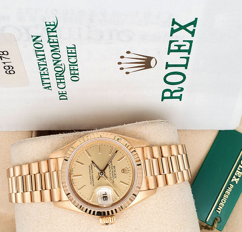 Rolex President Ladies 26mm Yellow Gold Watch 69178  display picture 3