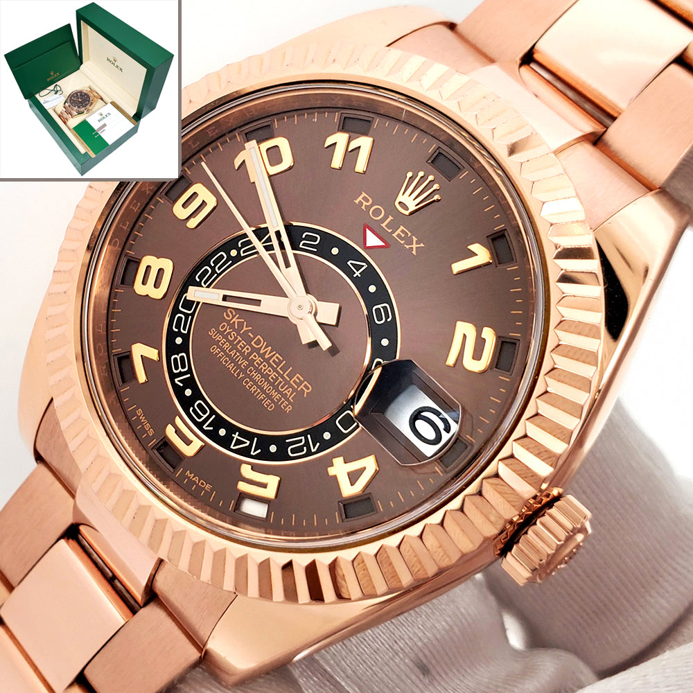 2016 Rolex Sky-Dweller 326935 Rose Gold Chocolate Dial 42mm
