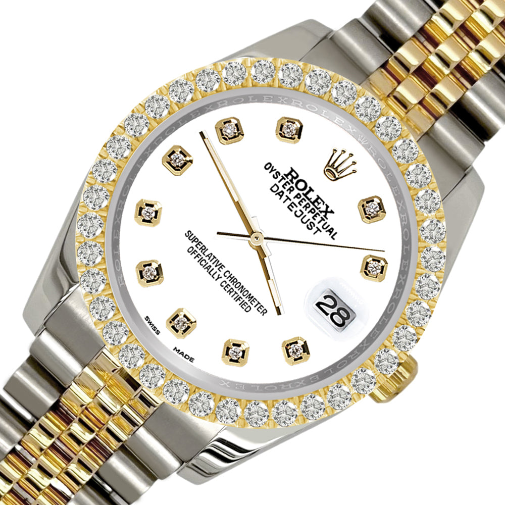 Rolex Datejust 36mm Jubilee 116233 Stainless Steel & Yellow Gold Watch  White Diamond Dial