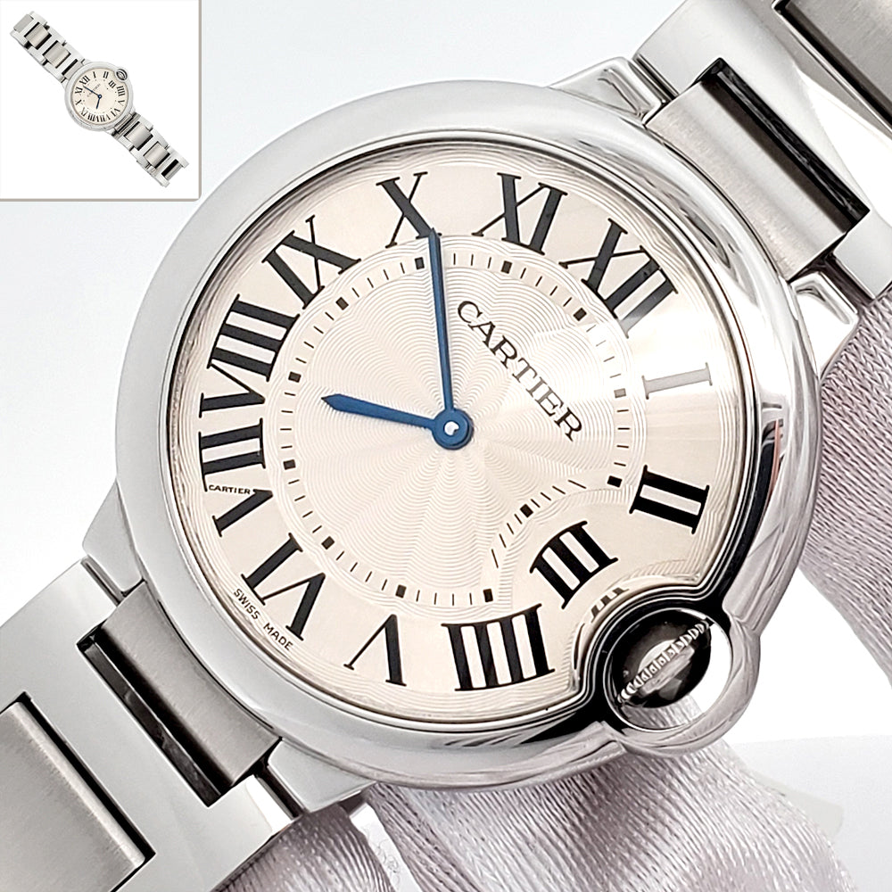 Cartier Ballon Bleu 36mm Silver Dial Quartz Steel Watch