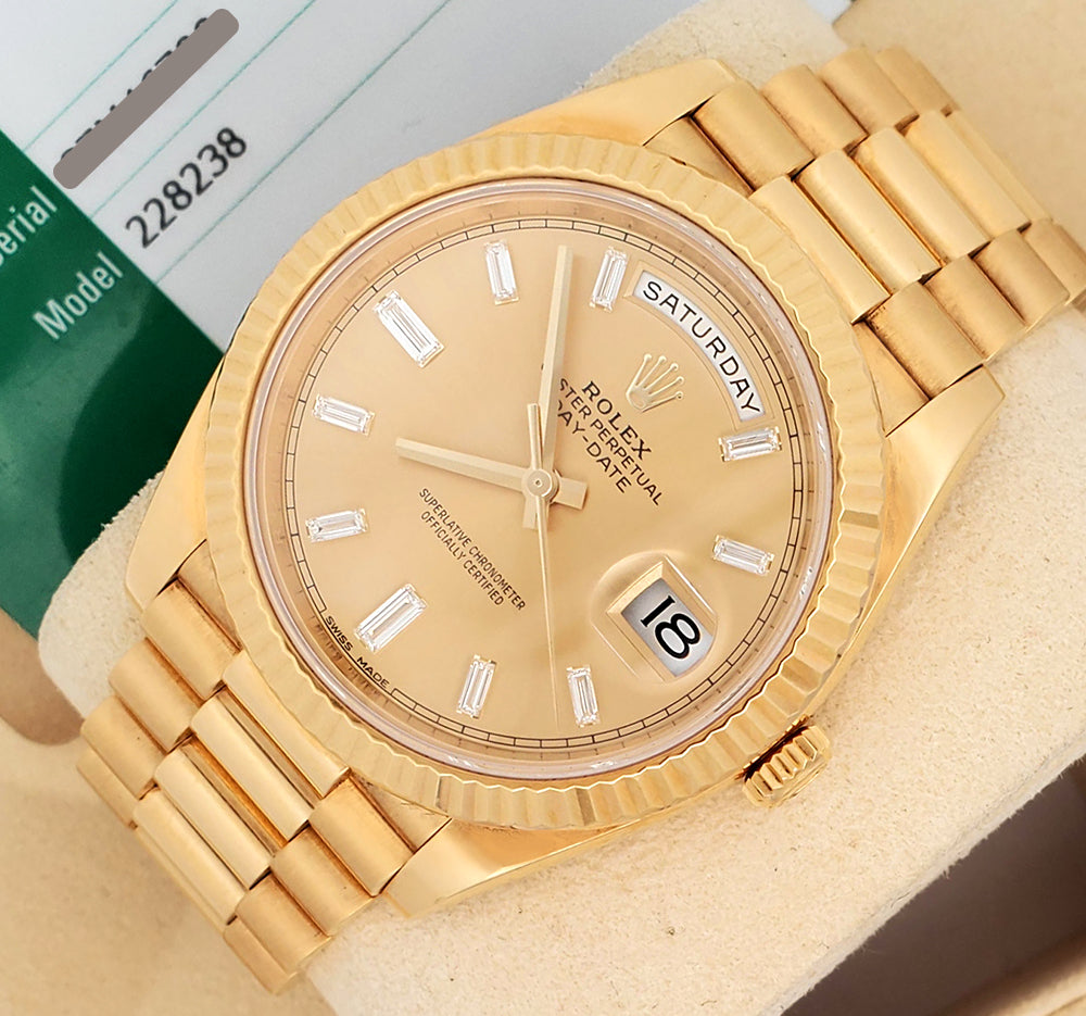 Rolex Day-Date 40mm President Champagne Diamond Dial Watch