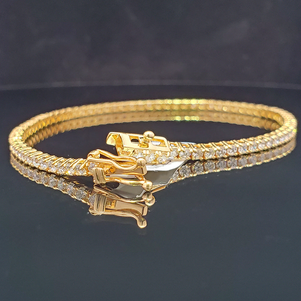14k Yellow Gold Natural Diamond Tennis Bracelet mm 7