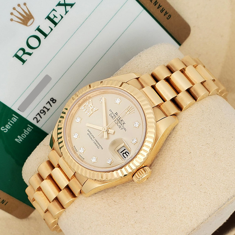 Rolex 28mm President Datejust 279178 Star Champagne Diamond Dial