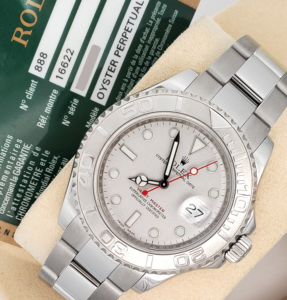Rolex Yacht-Master 40mm Platinum Bezel Steel Watch 16622