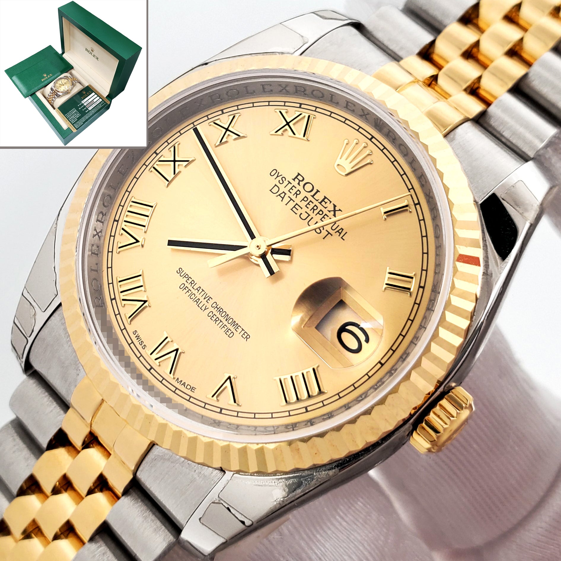 Rolex Datejust 36mm 116233 2-Tone Champagne Dial Jubilee Watch