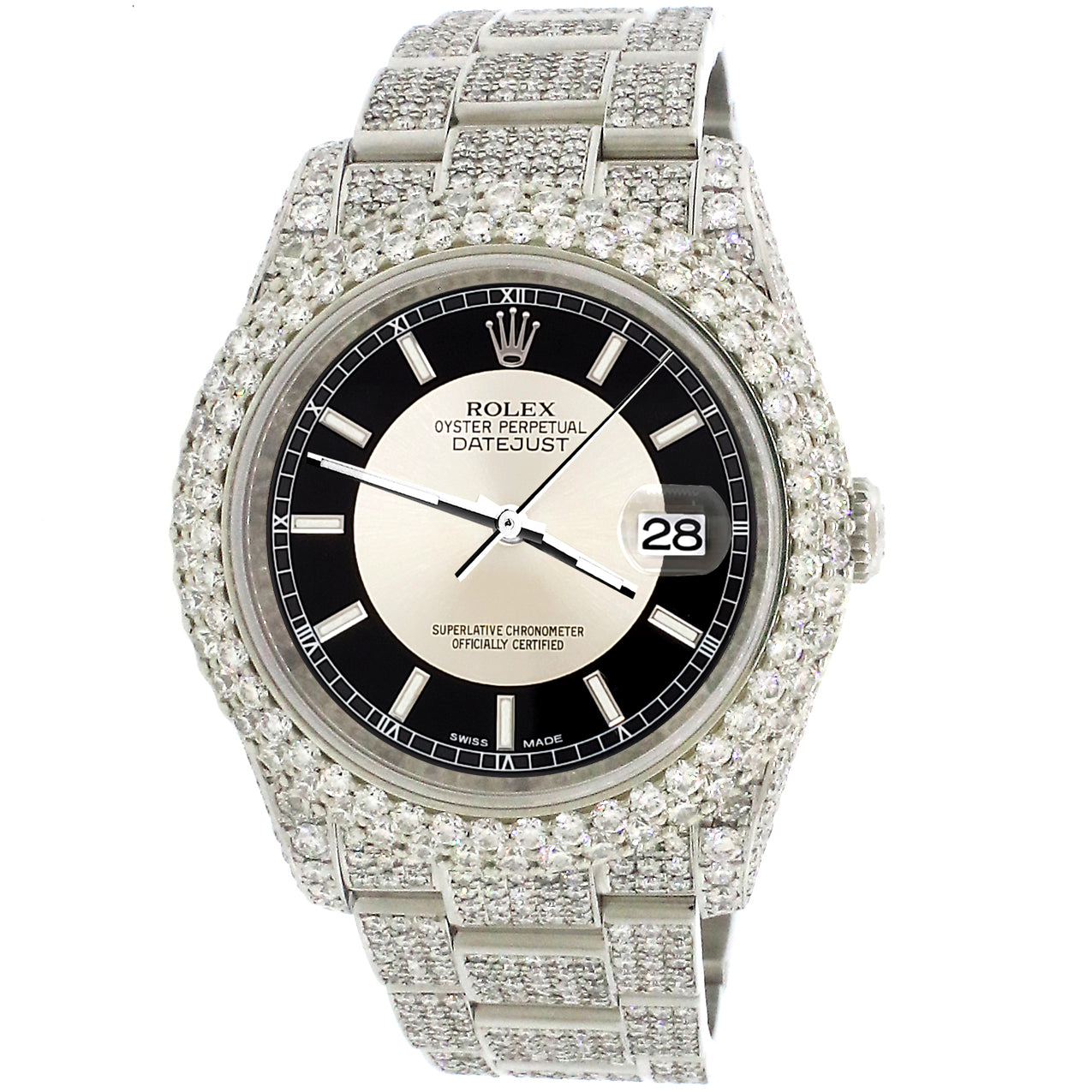 Rolex Datejust 36mm Tuxedo Dial 116200 Pave 16.9CT Diamond