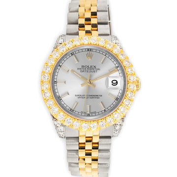 Rolex Datejust 31mm 2-Tone 178273 Silver Index Dial 4.4ct Diamond Bezel/Case Watch