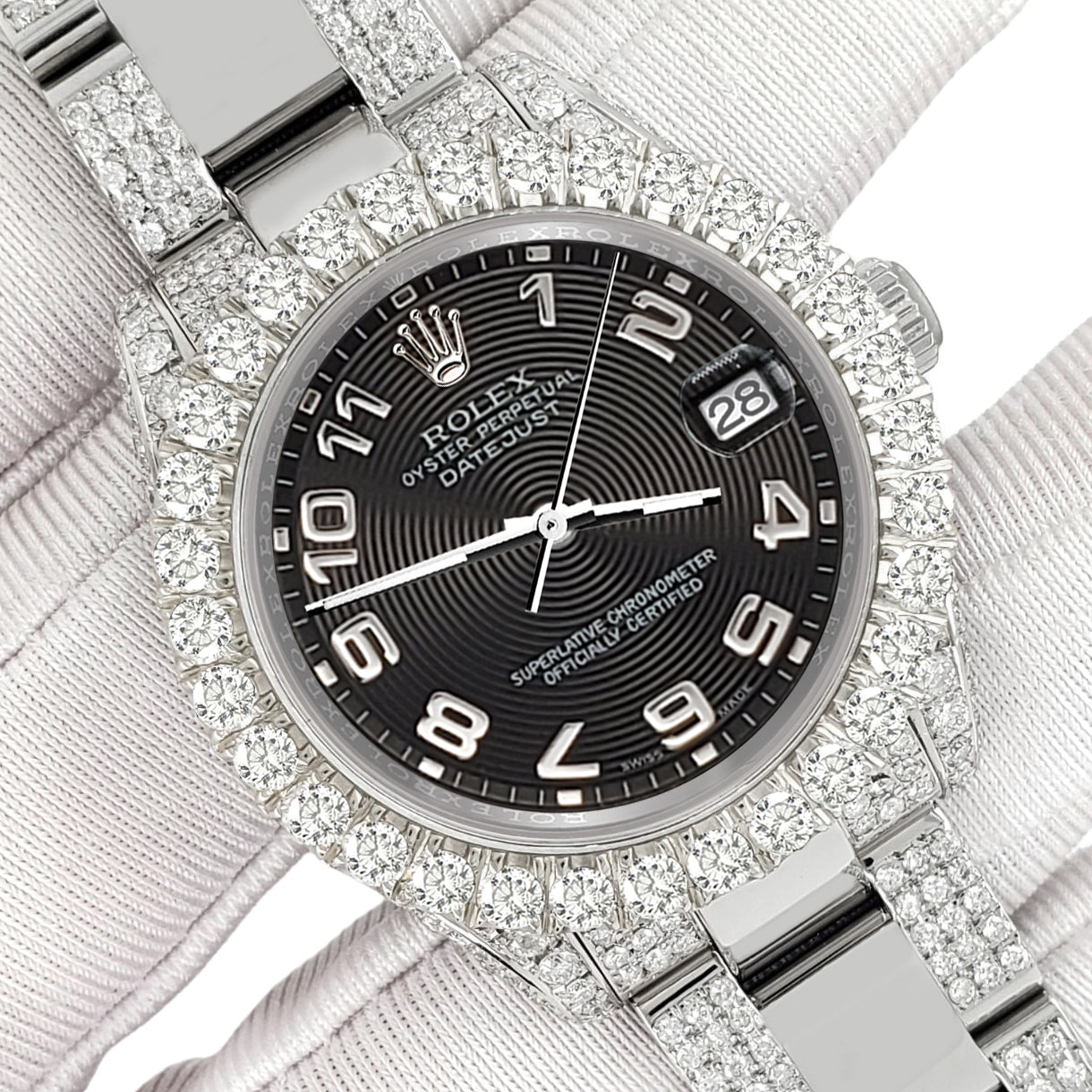 Rolex Datejust 31mm Pave 7.2ct Iced Diamond Black Concentric  display picture 1