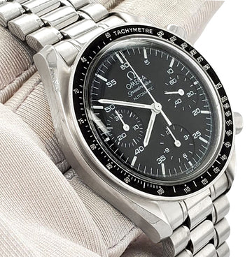 Omega Speedmaster Reduced 39mm Hesalite Chronograph Black Dial Watch 3510.50.00