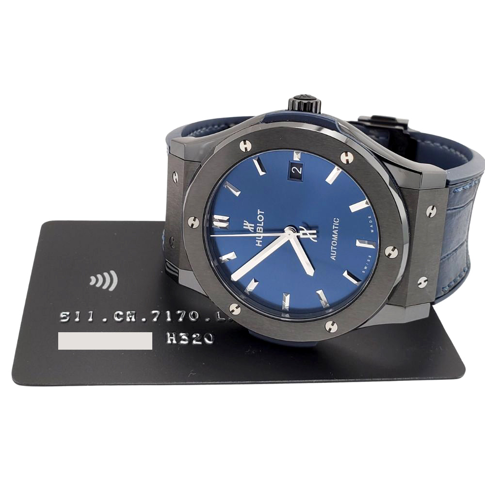 Hublot Classic Fusion 45mm Black Ceramic Bezel Blue Watch