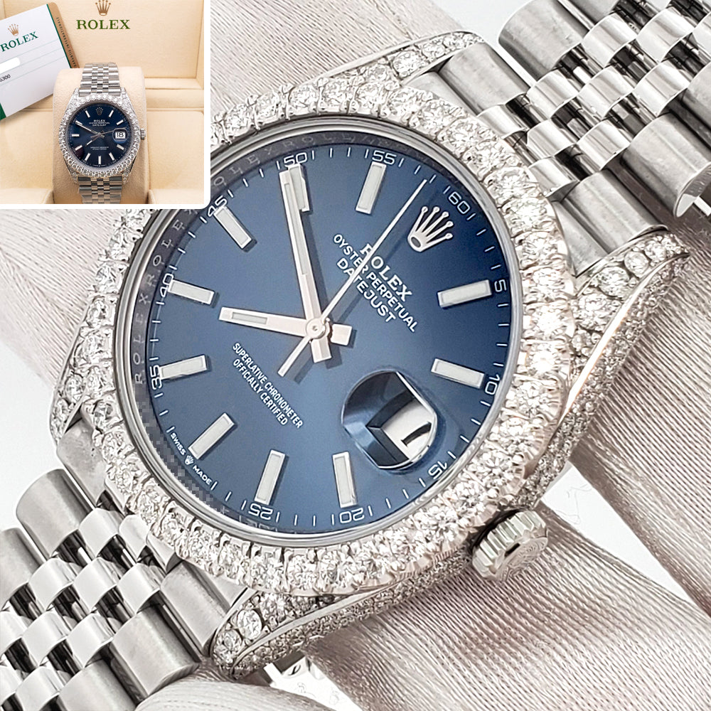 Rolex Datejust 41 Diamond Bezel Blue Dial Watch 126300