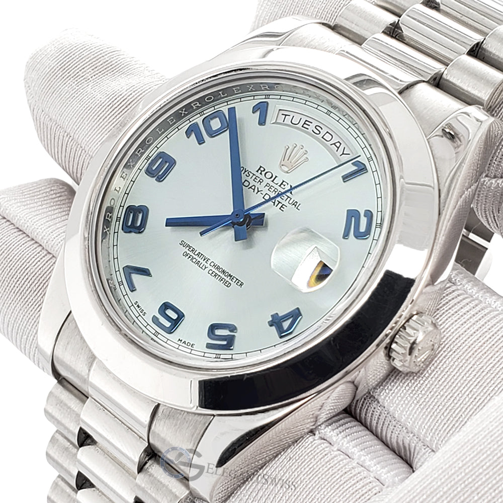 Rolex President Day-Date II 41mm Ice Blue Arabic Dial Platinum Watch