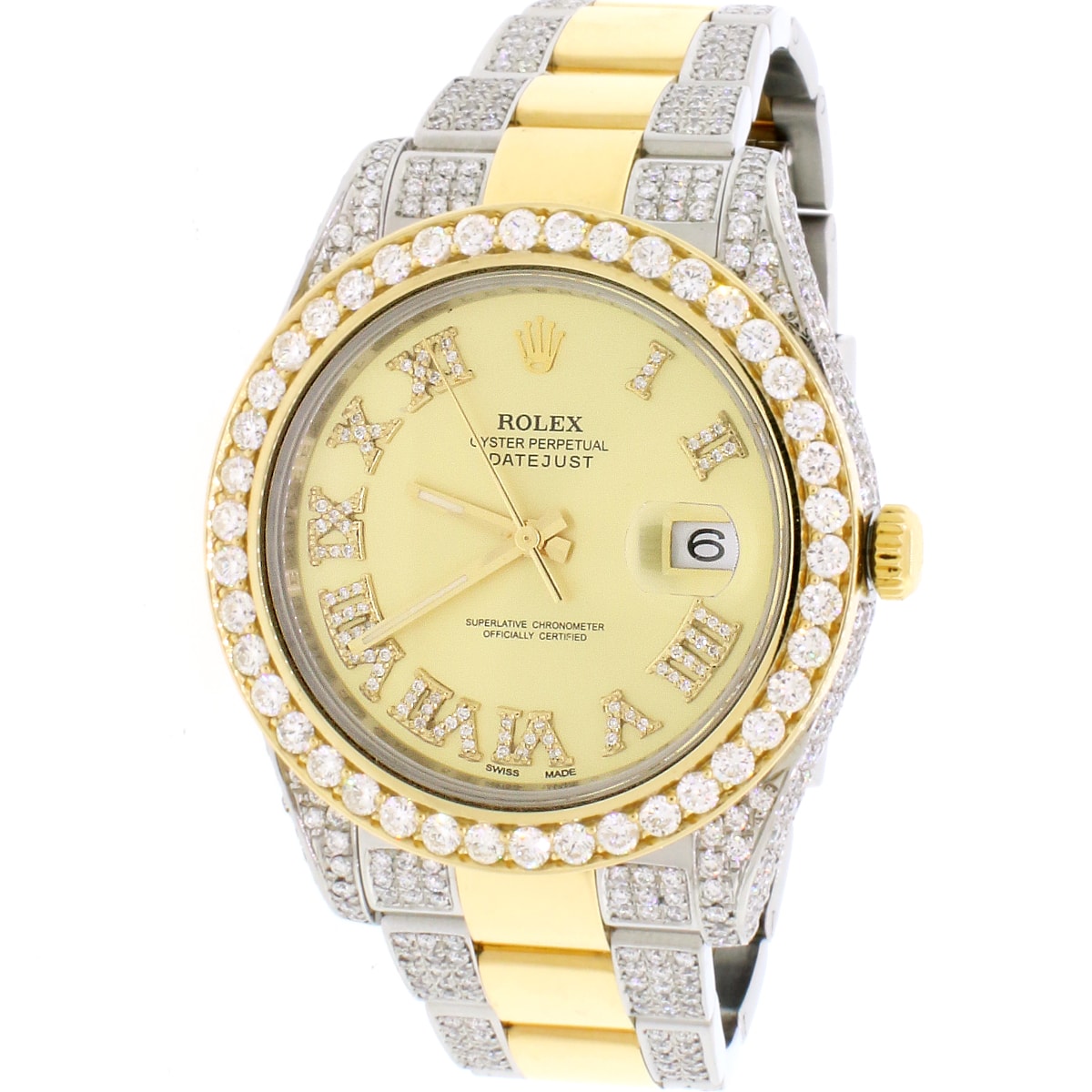 Rolex Datejust II 116333 Champagne Diamond Markers and Bezel 41mm Yellow  Gold Stainless Steel