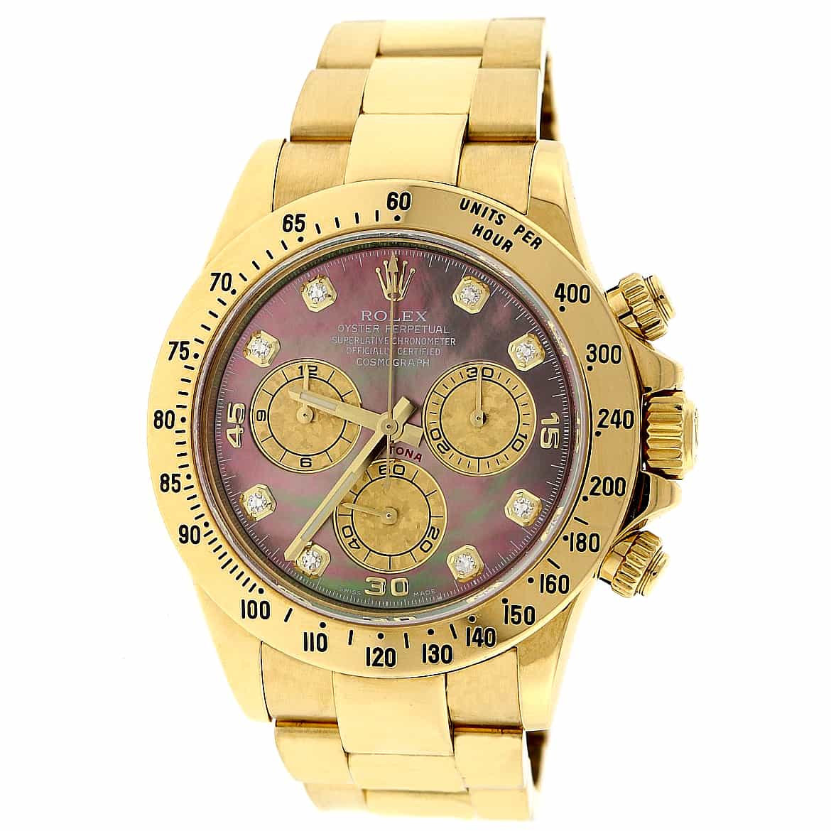 Rolex Cosmograph Daytona 18K Yellow Gold Original Dark Mother of Pearl