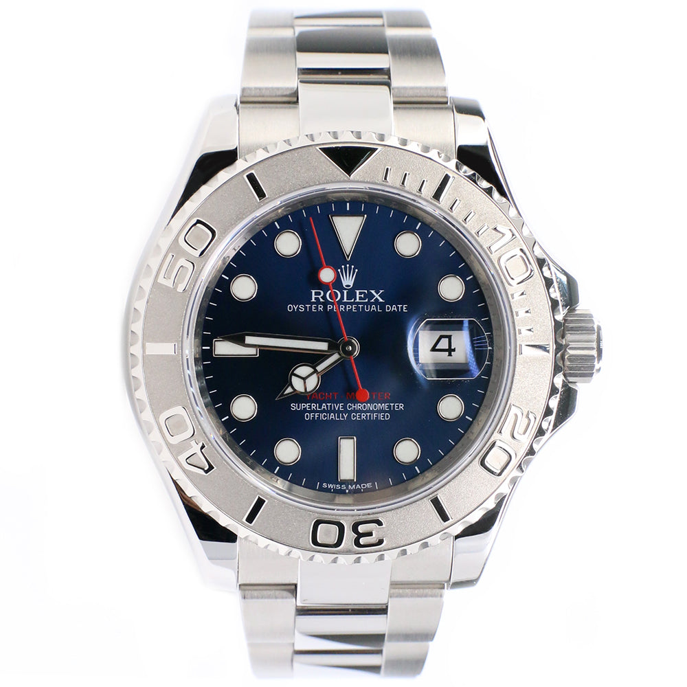 Rolex Yacht-Master Blue Dial 40MM Stainless Steel Platinum Bezel Like New  Box And Papers 116622 2019 » Watches catalog