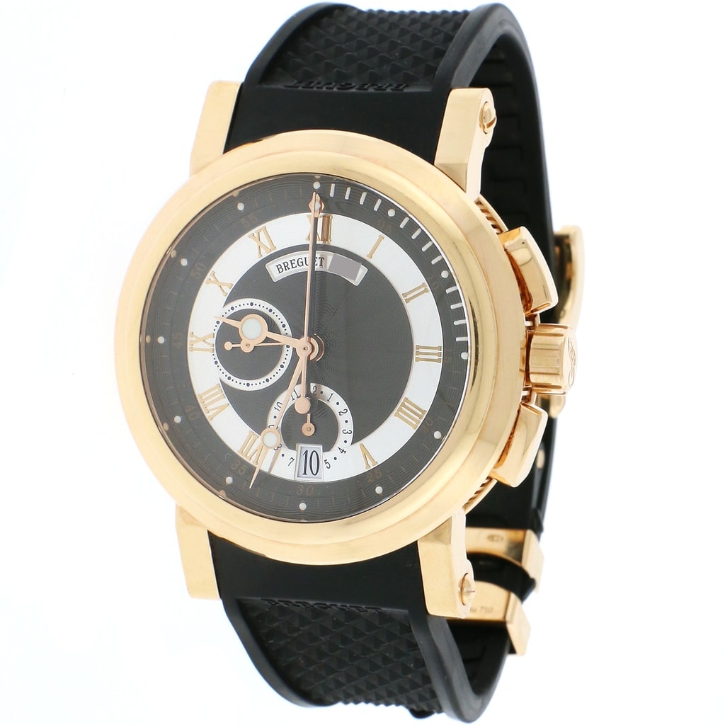 Breguet Marine 18K Rose Gold Chronograph 42MM Black Roman Dial Automat