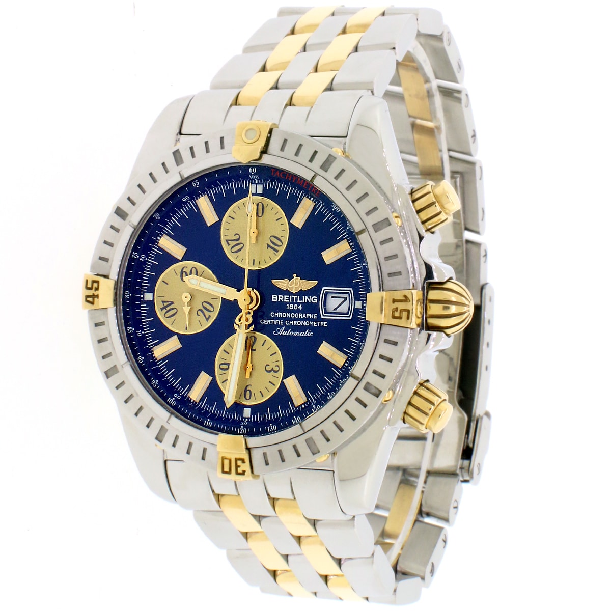 Breitling Chronomat Evolution Chronograph 44MM Blue Dial Automatic Tone  Mens Watch B13356