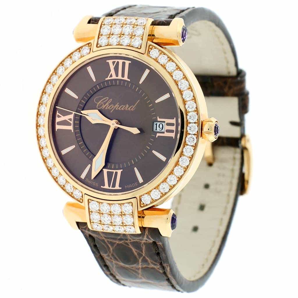 Chopard Imperiale 18K Rose Gold Factory Diamond Bezel Chocolate Dial 36MM Ladies Watch 384221 5011