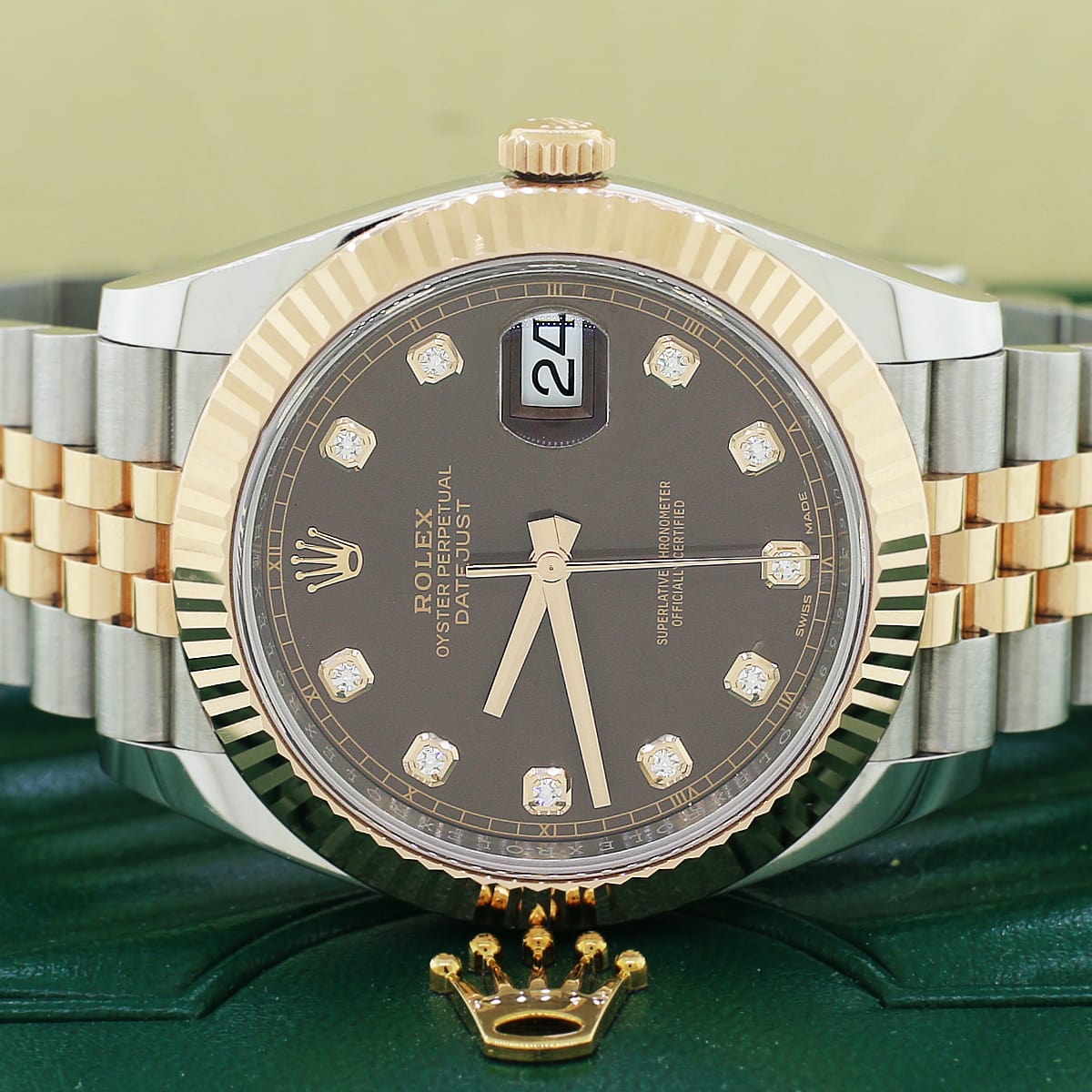Rolex Datejust 41 2-Tone Everose Gold SS Factory Chocolate Diamond Dial Automatic Jubilee 126331 Box Papers