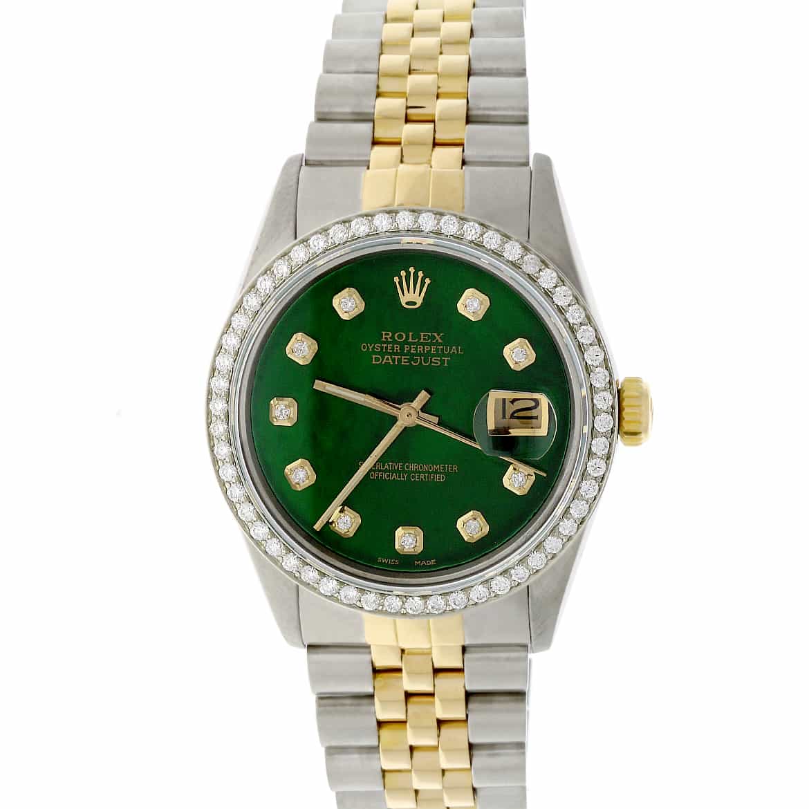 Smoky Green Weekly Datejust 36M Gradient Green : 18K Yellow Gold
