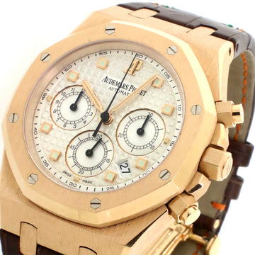 Audemars Piguet Royal Oak 39mm Chronograph Rose Gold/Silver-Toned Dial/Hand-Stitched Brown Leather Strap/26022OR.OO.D088CR.01