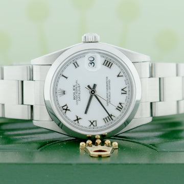 Rolex Datejust Midsize 31MM Original White Roman Dial Smooth Bezel Automatic Stainless Steel Watch 78240