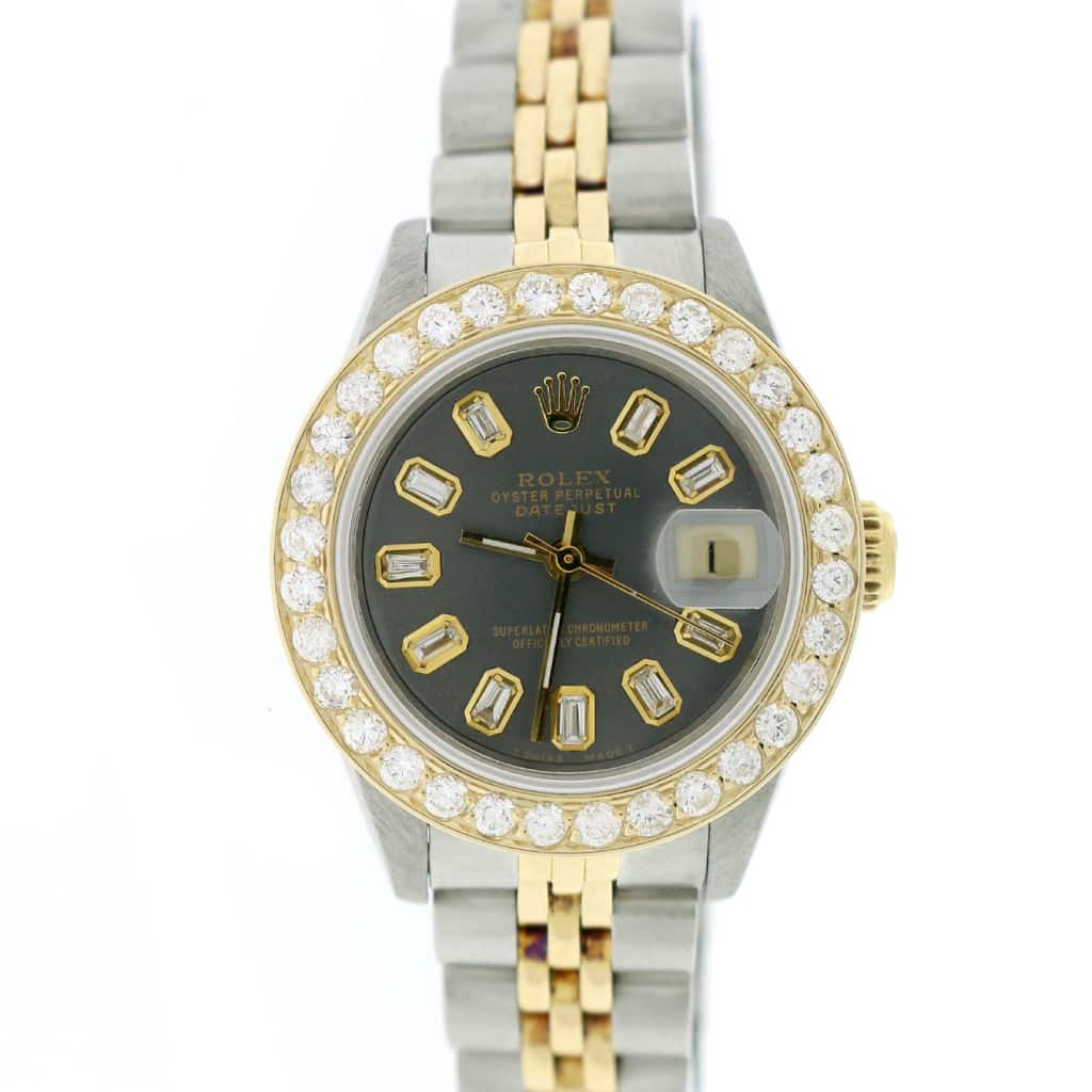 18K Gold Ladies ROLEX Oyster Diamond Watch Perpetual Datejust 3ct