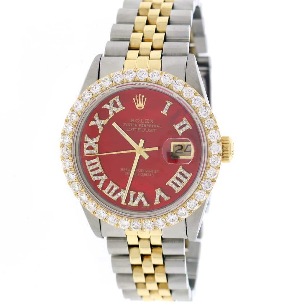 Rolex Datejust 36mm 16233 Two Tone 18k Yellow Gold Diamond Bezel Tahitian  MOP